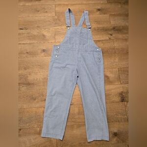 Storia Sky Baby Blue Miners Railroad Striped Overall In Size M 100% Cotton